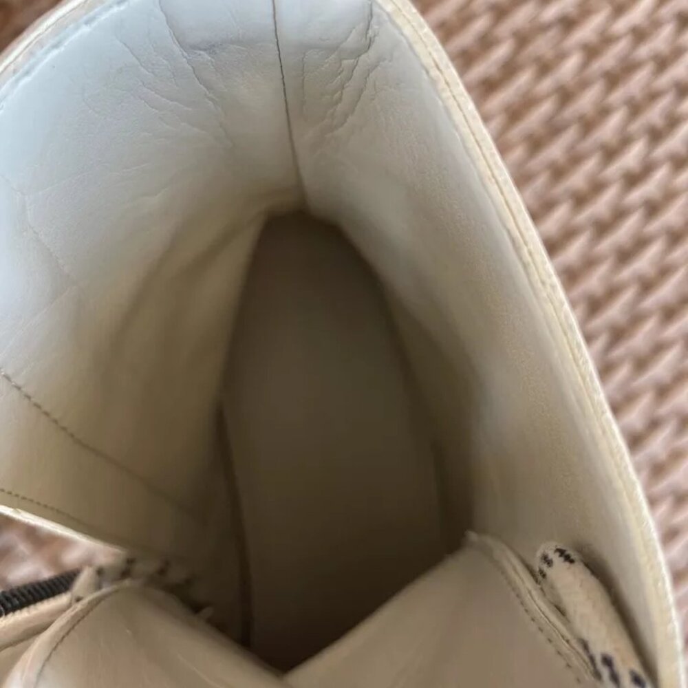 Stella McCartney Ivory Vegan Leather Trace Combat Boot Lace Rubber Lug Sole Sz 9 - Picture 9 of 10